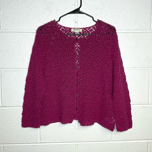 Eddie Bauer Sweaters - < Vintage Eddie Bauer Open Knit Cardigan >